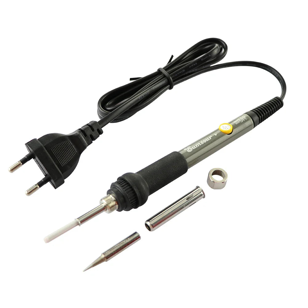 60W Adjustable Temperature Soldering Iron 200–450°C Electric Rework Station with 5 Tips & Stand, 110/220V EU/US Plug
