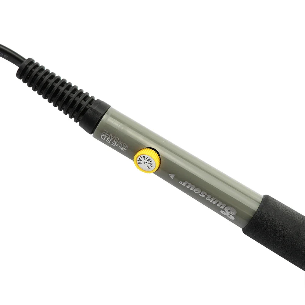 60W Adjustable Temperature Soldering Iron 200–450°C Electric Rework Station with 5 Tips & Stand, 110/220V EU/US Plug
