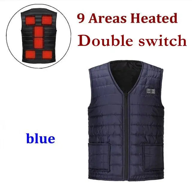USB Heated V-Neck Vest - 9-Zone Electric Thermal Vest for Men & Women, Outdoor Winter Warmth