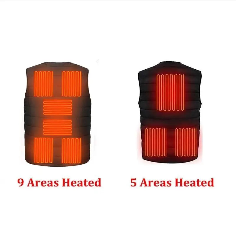 USB Heated V-Neck Vest - 9-Zone Electric Thermal Vest for Men & Women, Outdoor Winter Warmth