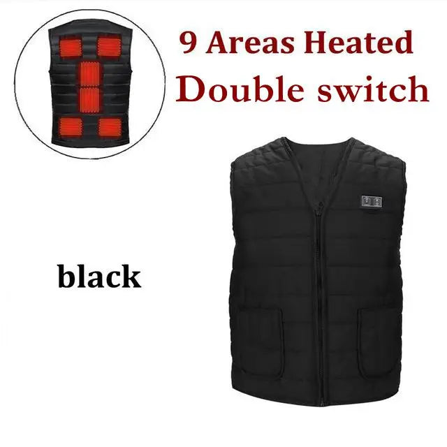USB Heated V-Neck Vest - 9-Zone Electric Thermal Vest for Men & Women, Outdoor Winter Warmth