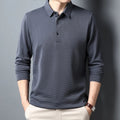 Men's Business Casual Long Sleeve Polo Shirt - Breathable Knit Polyester, Anti-Wrinkle