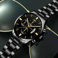 Men's Stainless Steel Quartz Wrist Watch with Calendar – 41mm Round Business Dress Watch