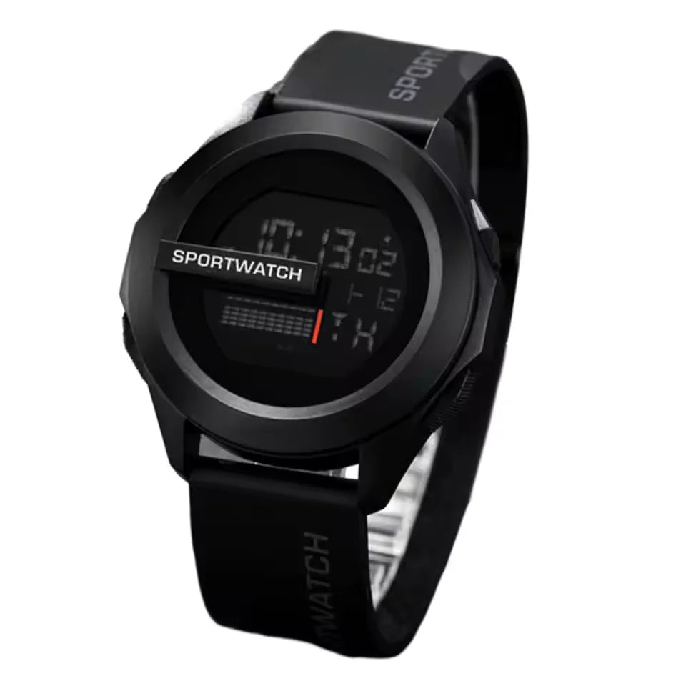 Men's LED Digital Sports Watch – 50mm Case, Waterproof 3ATM, Alarm & Stopwatch