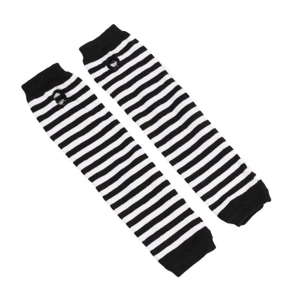 Elbow-Length Fingerless Knit Arm Warmers - Striped Winter Gloves for Men & Women