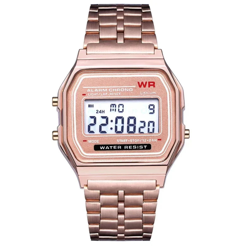 LED Digital Metal Alloy Band Watch for Men & Women — 33mm (1.3in) Dial, Quartz Multi-Function Business Casual Watch