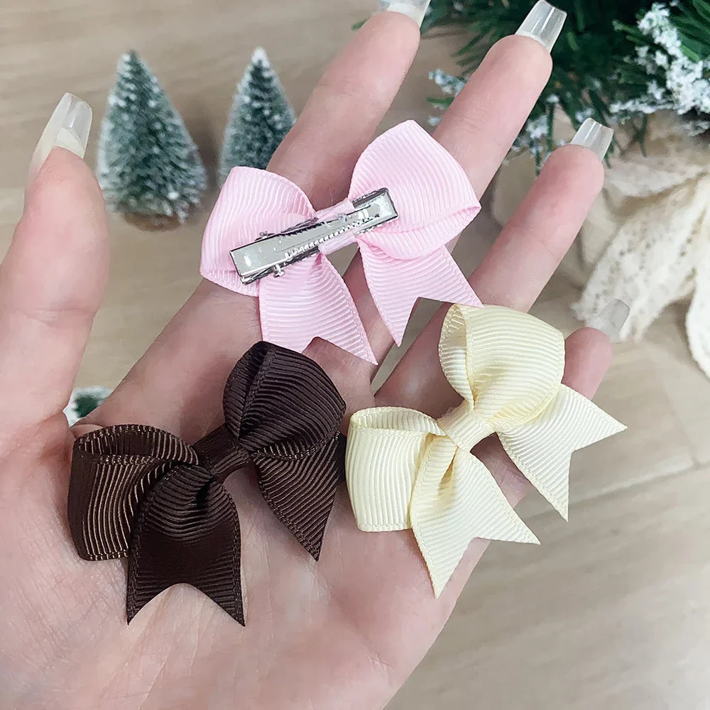 10-Pack Cute Solid Ribbon Bow Hair Clips for Baby Girls — Handmade Bowknot Barrettes & Kids Hair Accessories