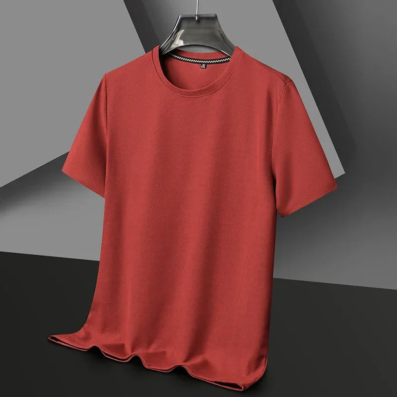 Men's Waffle Knit Short Sleeve Tee - Round Neck Casual Summer T-Shirt