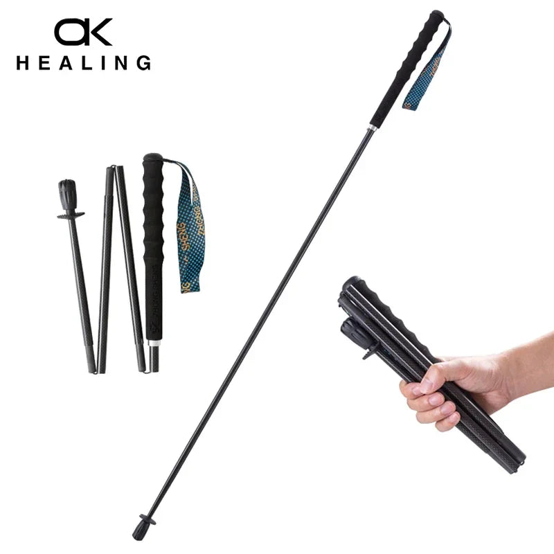 Ultra-Light Carbon Fiber Folding Trekking Poles - Collapsible Anti-Shock Hiking & Nordic Walking Sticks (110/120/130 cm | 43.3/47.2/51.2 in)