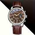 Men's Quartz Leather Strap Watch 40mm Round Alloy Case Roman Numeral Dial Buckle Clasp