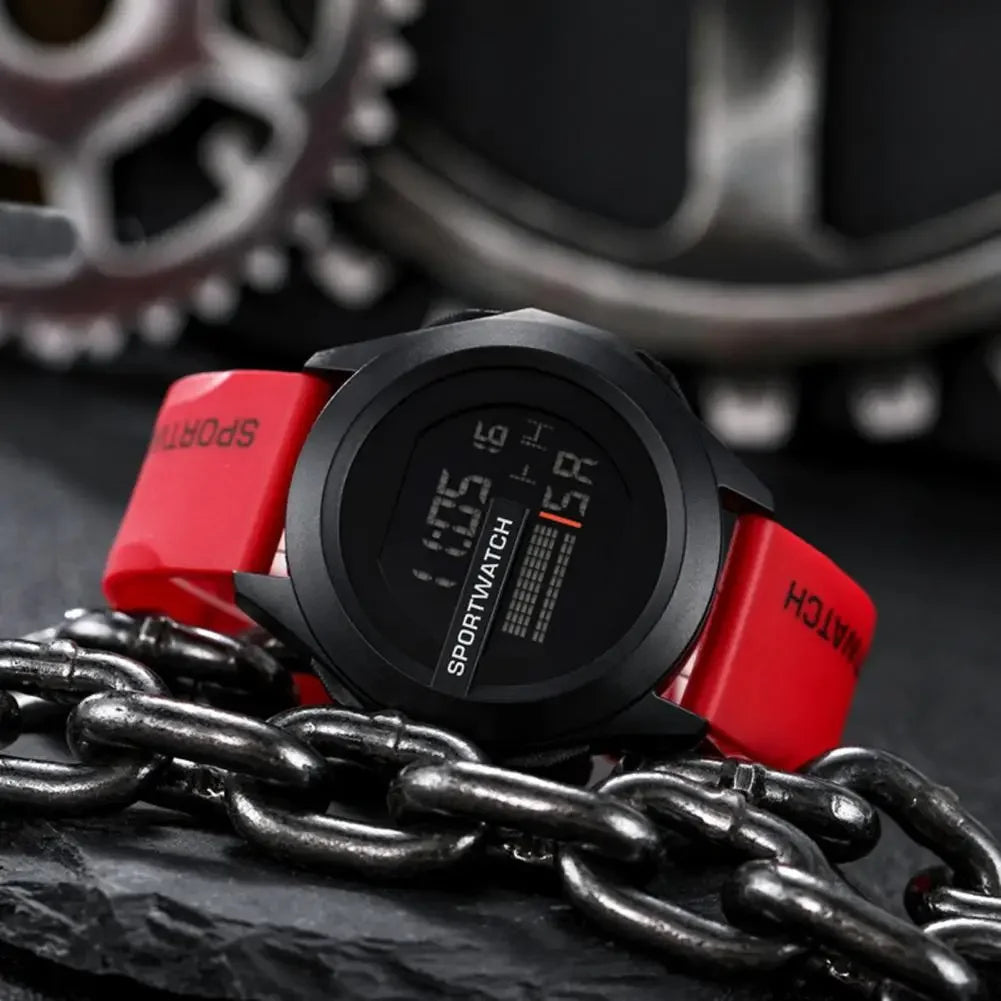 Men's LED Digital Sports Watch – 50mm Case, Waterproof 3ATM, Alarm & Stopwatch
