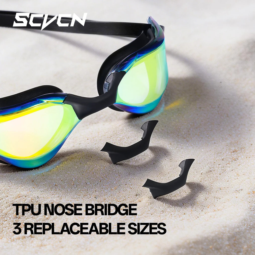 Scvcn Adult Anti-fog Swimming Goggles Fashion Swimming Sunglasses UV400 Professional Underwater Sight Eyewear Frameless Glasses