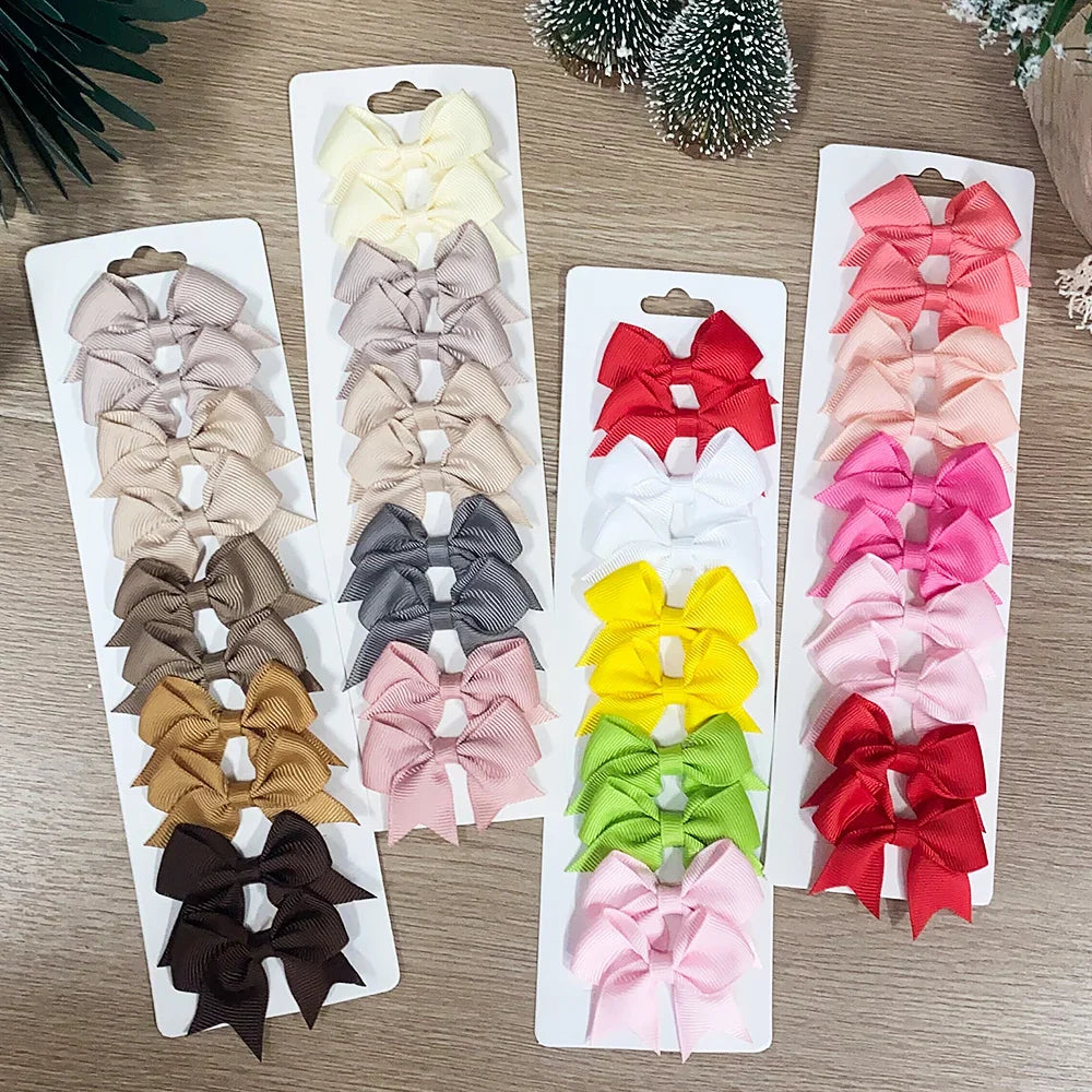 10-Pack Cute Solid Ribbon Bow Hair Clips for Baby Girls — Handmade Bowknot Barrettes & Kids Hair Accessories